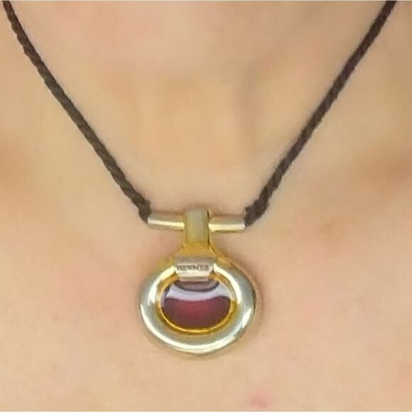 Hermes Enamel Perfume Pendant Necklace Vintage Authentic - Picture 16 of 16